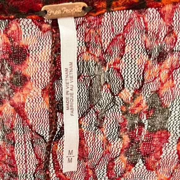 FREE PEOPLE Medium Out For The Night vibrant ruby red lace top NWOT - Picture 5 of 5